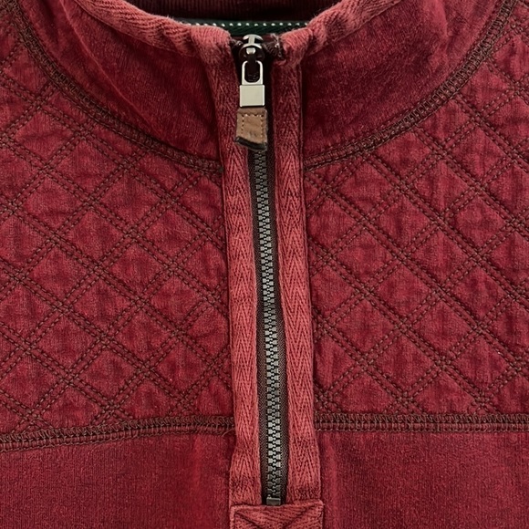 GH Bass 1/4 Zip Pullover Sweatshirt Quilted Burgandy Mens Size XXL Cotto… - Picture 3 of 4